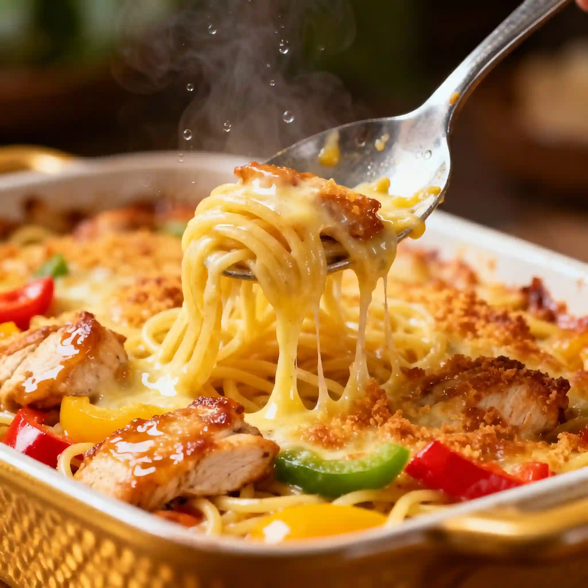 Spicy Southern Cheesy Chicken Spaghetti Casserole