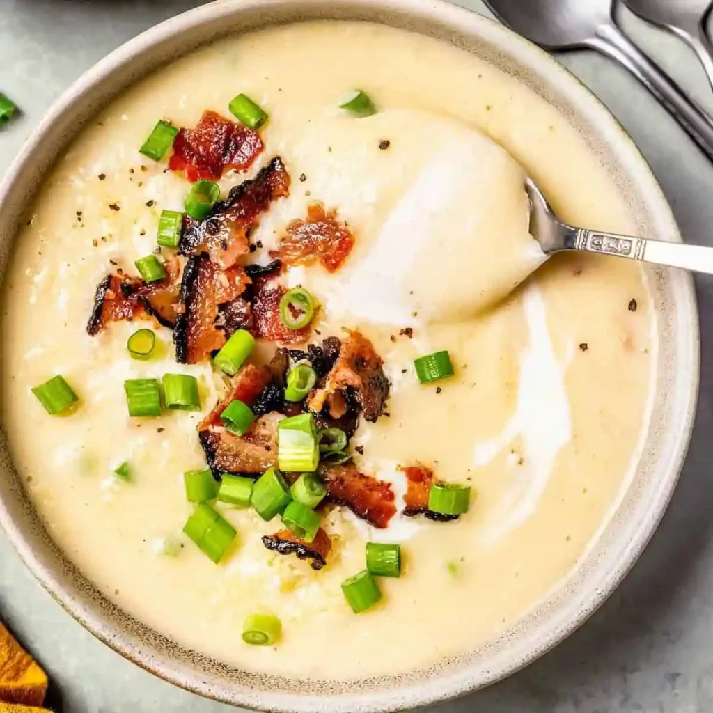 Potatoes, cheese, cream, broth, garlic, and butter arranged on board