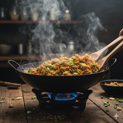 Egg Fried Rice with Vegetables and Sesame Seeds