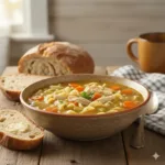 Bowl of creamy white chicken chili topped with fresh cilantro on a rustic wooden table