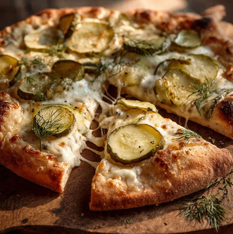 Crispy Dill Pickle Pizza Slice
