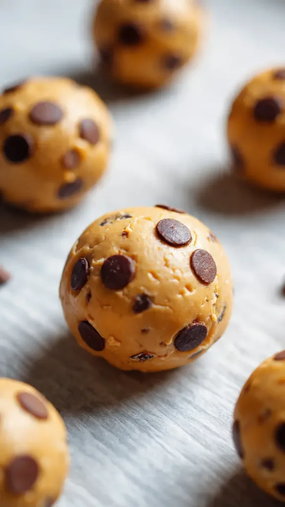 Frozen Greek yogurt peanut butter bites arranged on a parchment-lined tray.