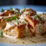 Crockpot keto chicken with creamy garlic sauce