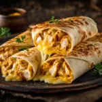 ooey-gooey cheesy garlic chicken wraps sliced open
