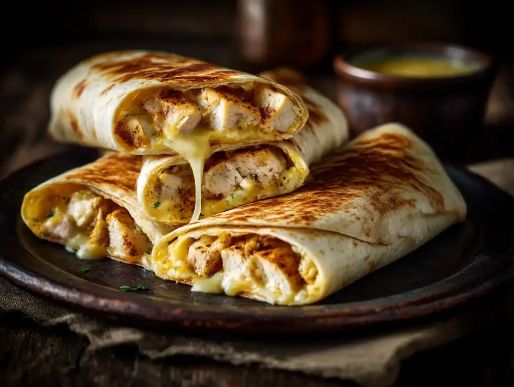 cheesy garlic chicken wraps served with parsley