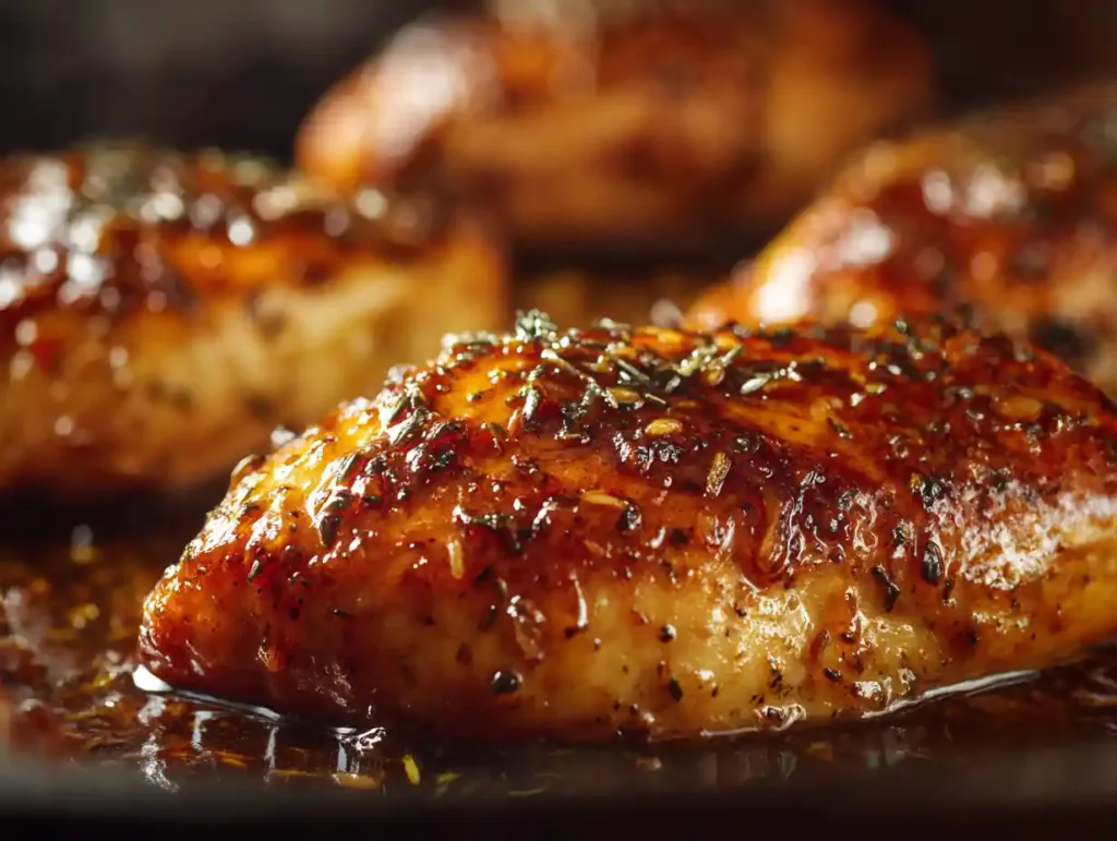 Brown sugar garlic chicken served with vegetables.
