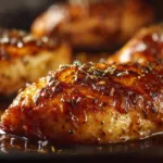 Brown sugar garlic chicken served with vegetables.